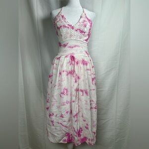 Seaspice Arabella Cover Up Dress Medium | Pink Tie Dye Halter Crochet